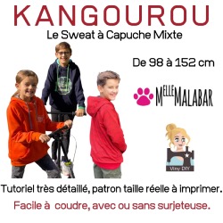 Kangourou Sweat-shirt à Capuche Enfant - Patron et Tutoriel PDF à télécharger